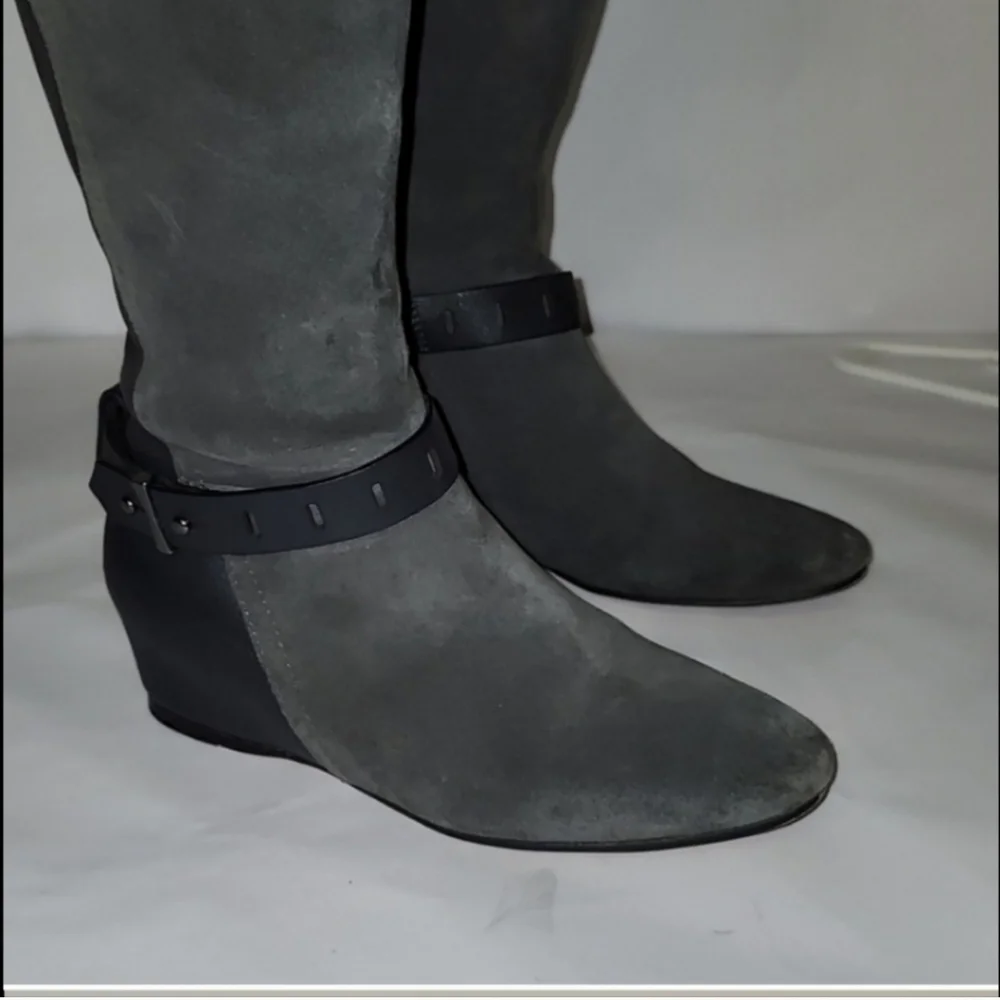 Naked Feet wedges over knee riding boots hidden heel